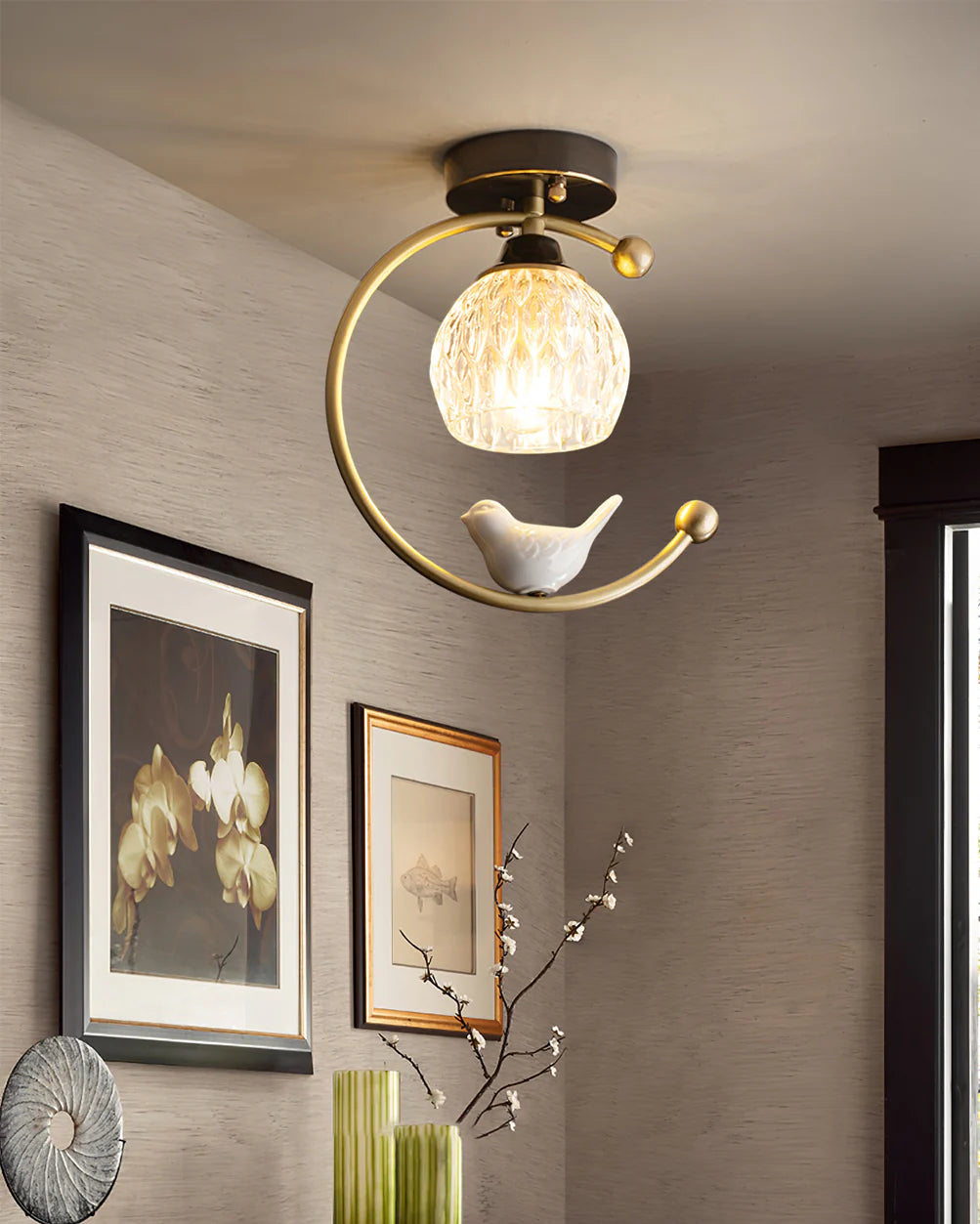 Ceramic Bird Ceiling Lamp