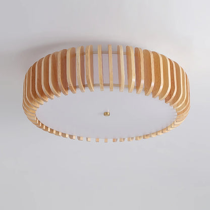 Wooden Drum Ceiling Lamp