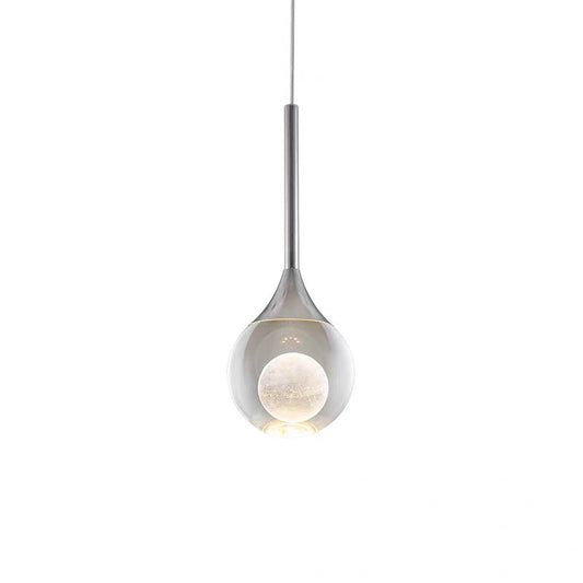Moon clear glass globe pendant light illuminated