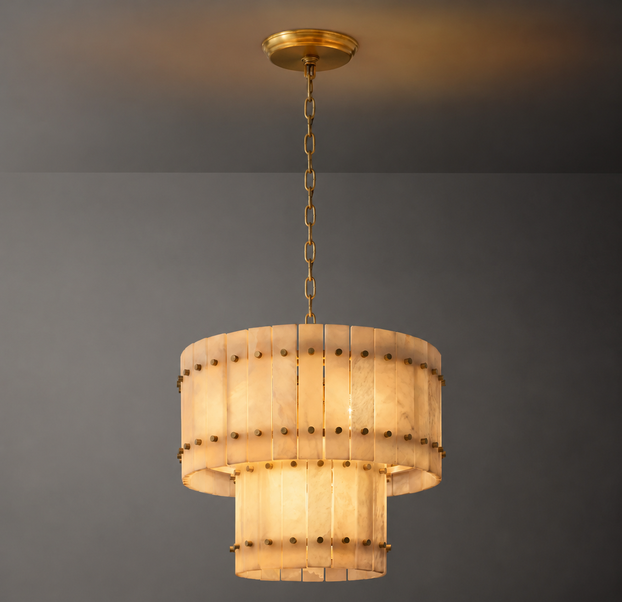 Natural Alabaster Tiered Chandelier