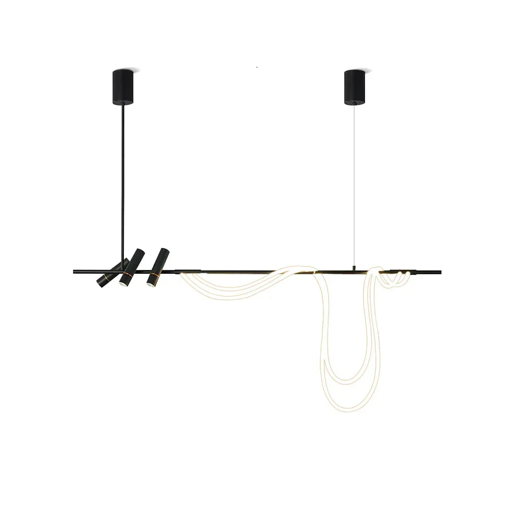 Tracer Chandelier black curved lines front view