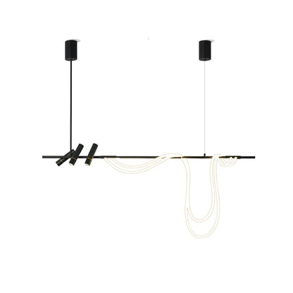 Tracer Chandelier black curved lines front view
