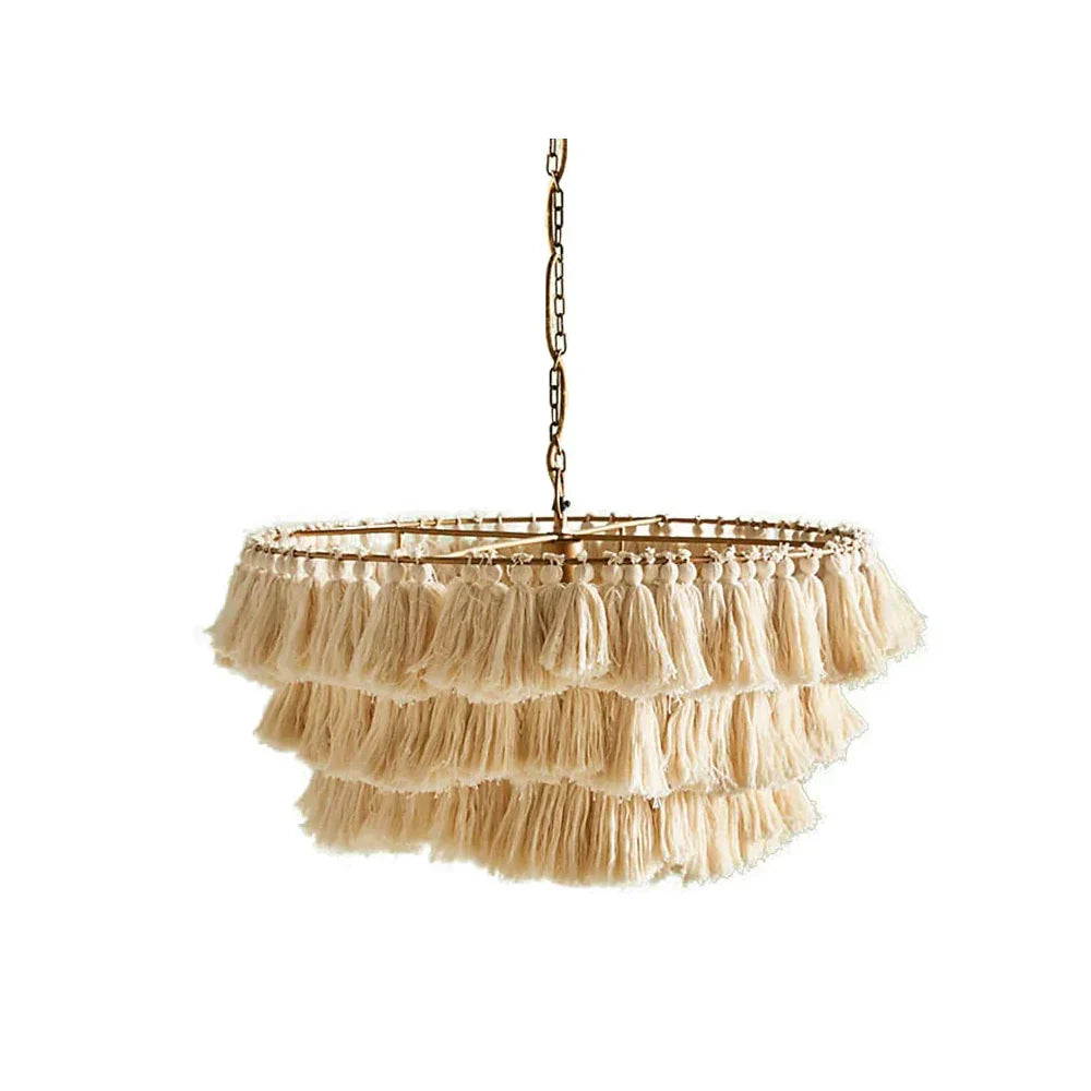 Multicolor Tassel Chandelier off-white small 11.8 inch