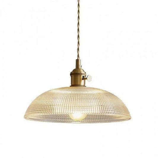 Copper bowl clear glass pendant light