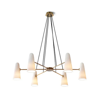 Montfaucon Chandelier brass white 6-head front view