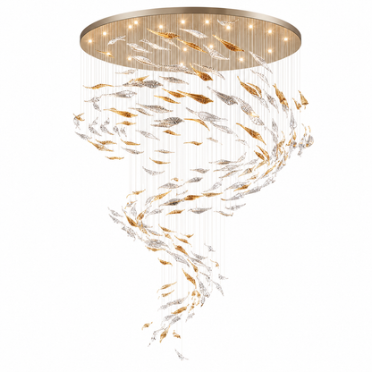 Custom Stained Glass LED Drop Ceiling Chandelier