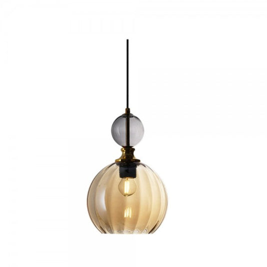 Vintage color glass pendant light illuminated