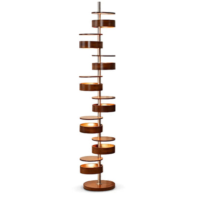 Cylindrical Wood Column Floor Lamp
