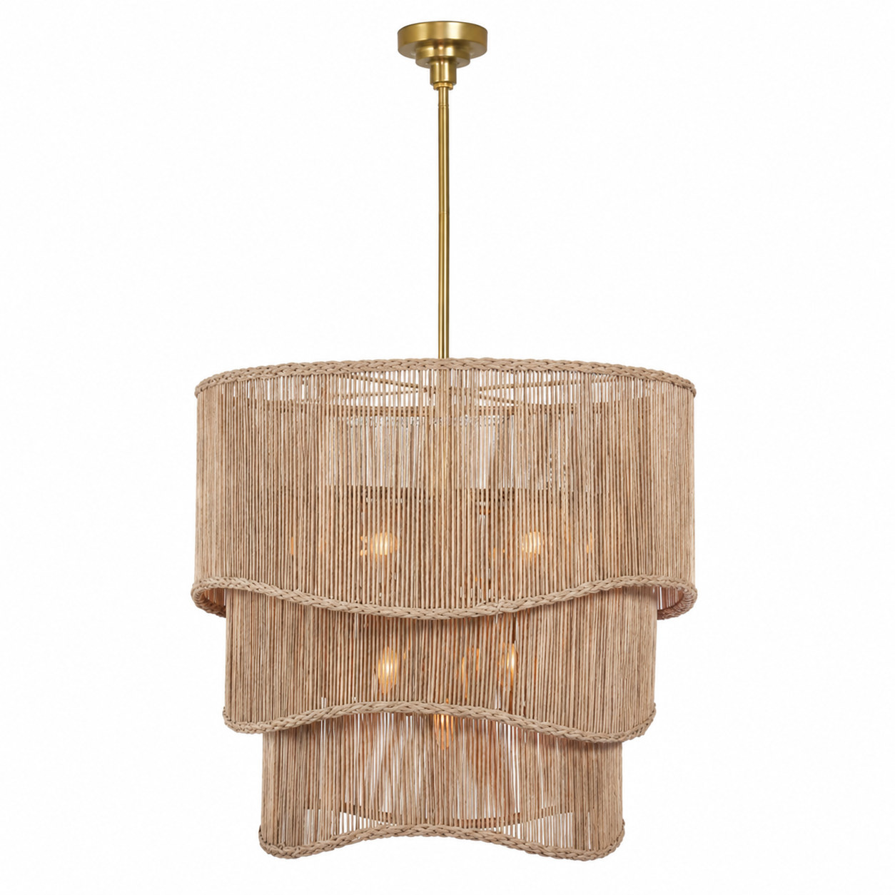 Coastal Hand-Woven Rattan Chandelier