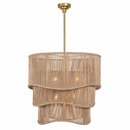 Coastal Hand-Woven Rattan Chandelier