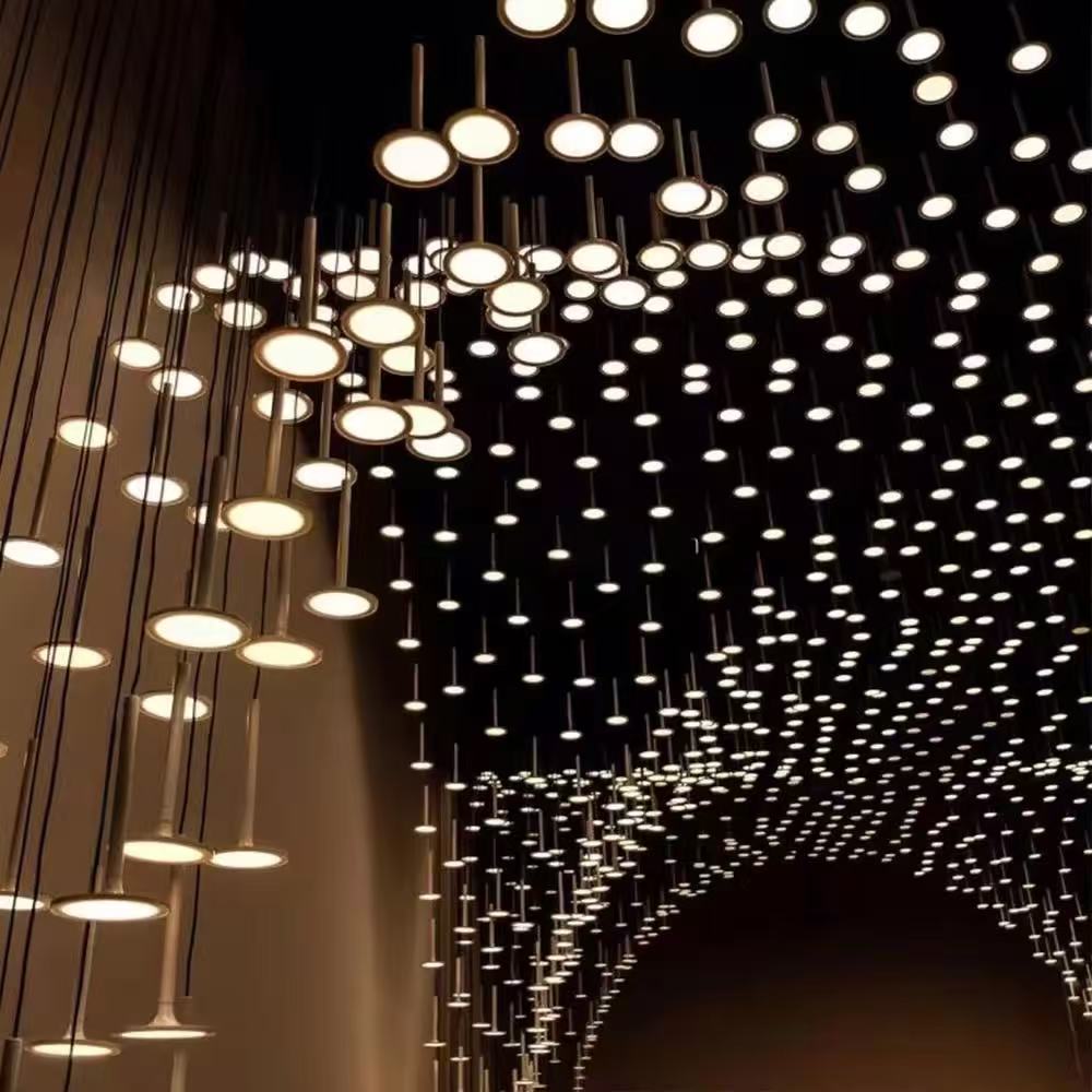 Custom White Acrylic LED Dot Hanging Chandelier