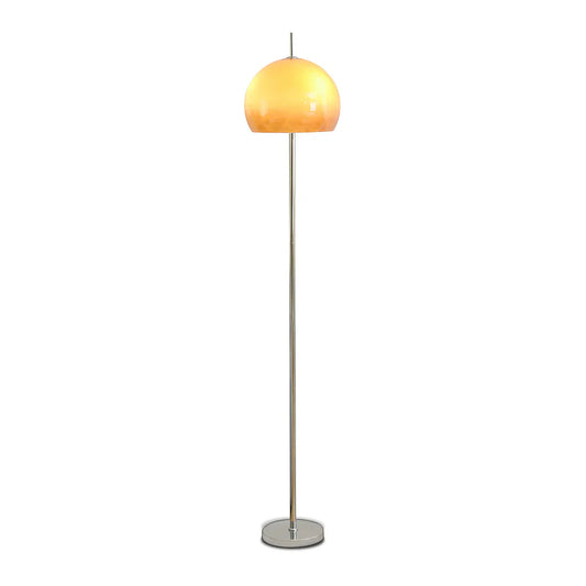 Mushroom dome floor lamp in silver and brown