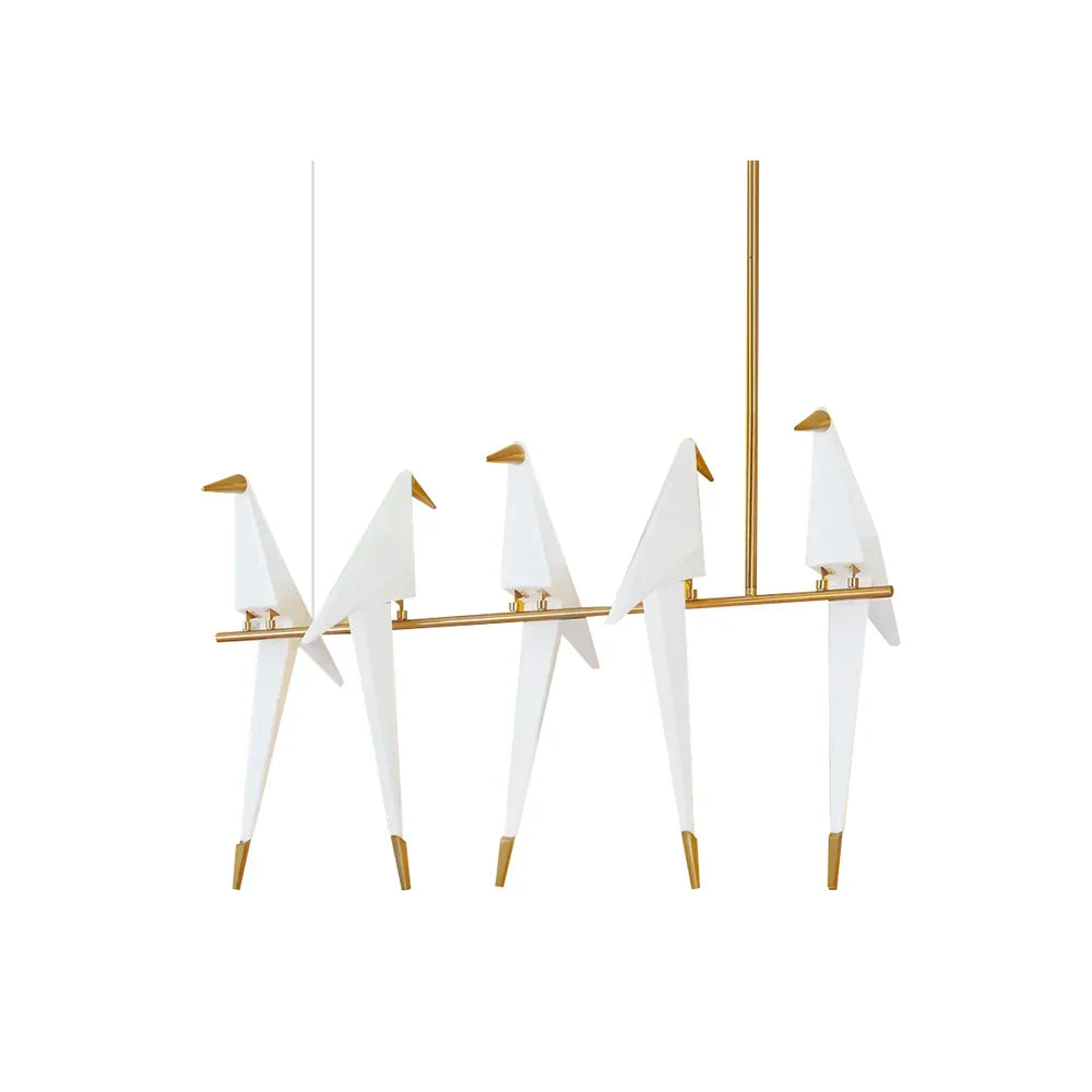 Perching Bird Chandelier gold white 1-head small front view