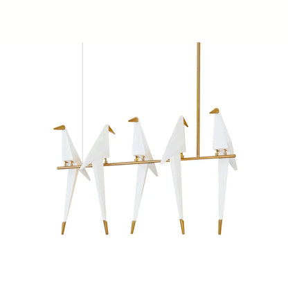 Perching Bird Chandelier gold white 1-head small front view