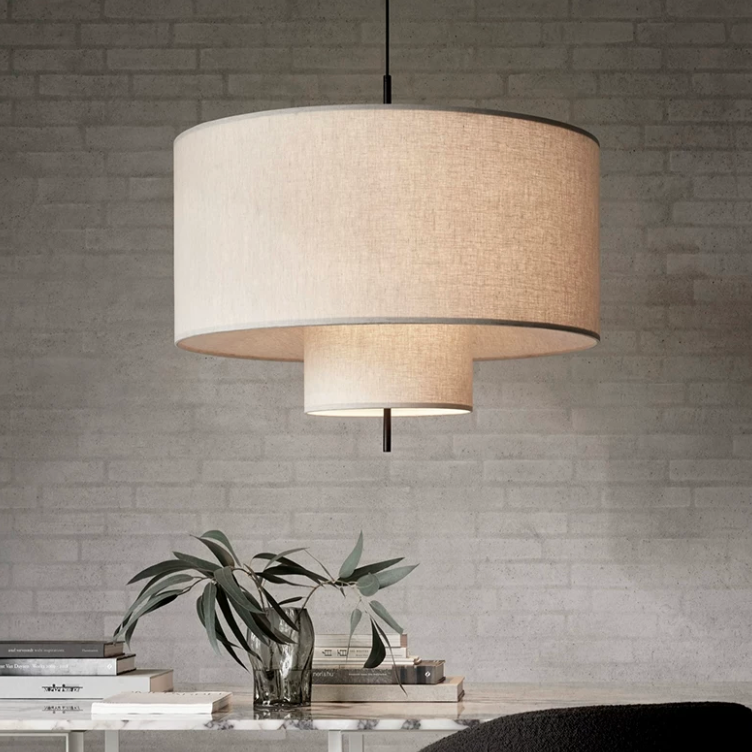 Lino Tiered Linen Drum Pendant