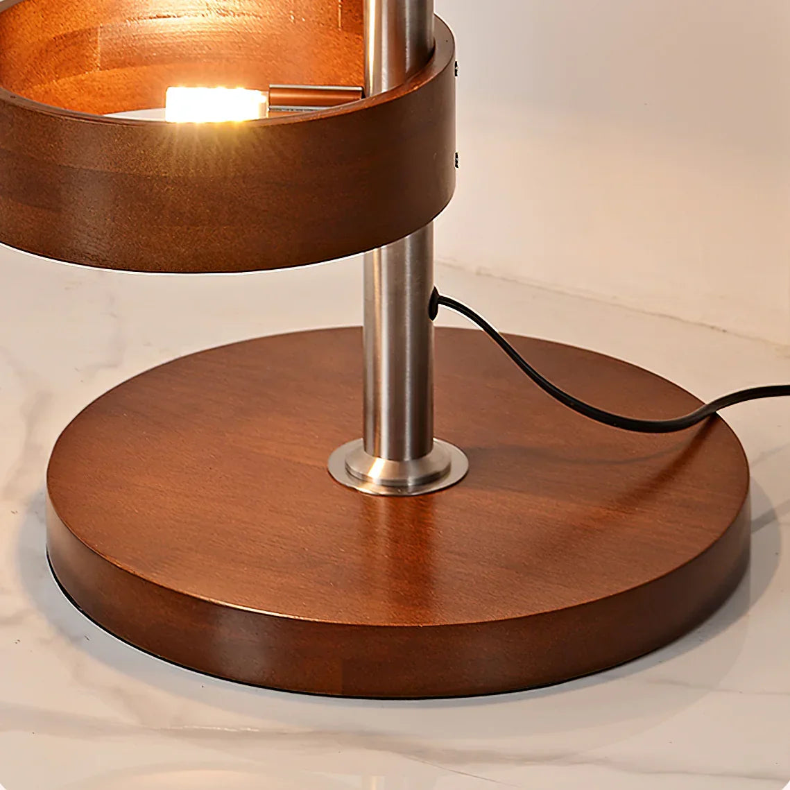 Cylindrical Wood Column Floor Lamp