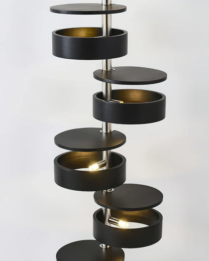 Cylindrical Wood Column Floor Lamp