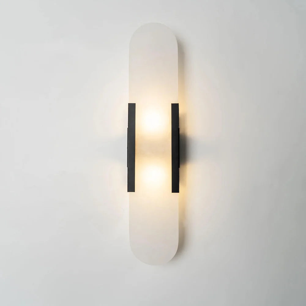 Black geometric alabaster wall sconce