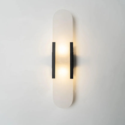 Black geometric alabaster wall sconce