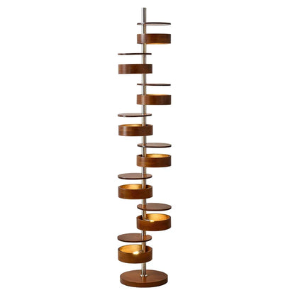 Cylindrical Wood Column Floor Lamp