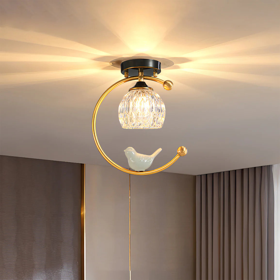 Ceramic Bird Ceiling Lamp