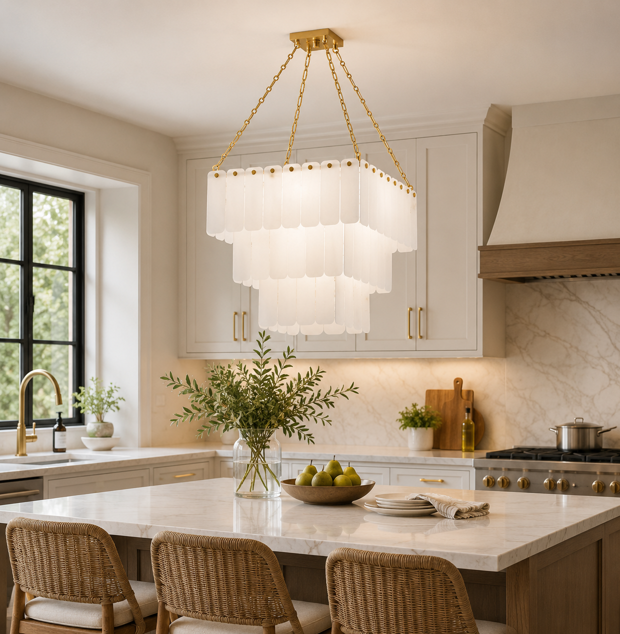 3-Tier Cascading Alabaster Chandelier