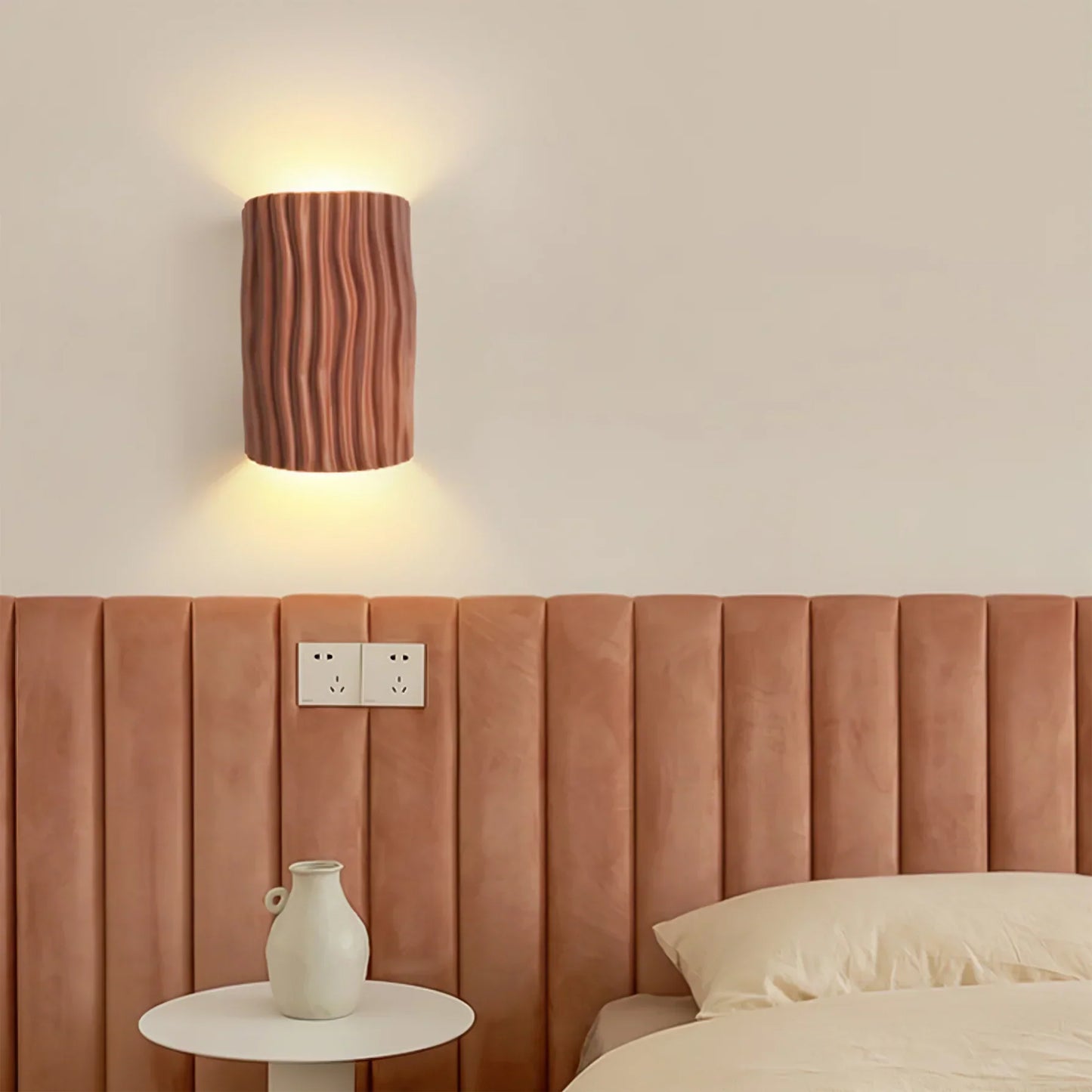 Pleated Resin Wall Lamp brown colour variant