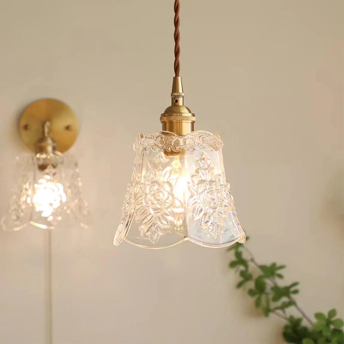 Vintage Clear Glass Pendant Lamp