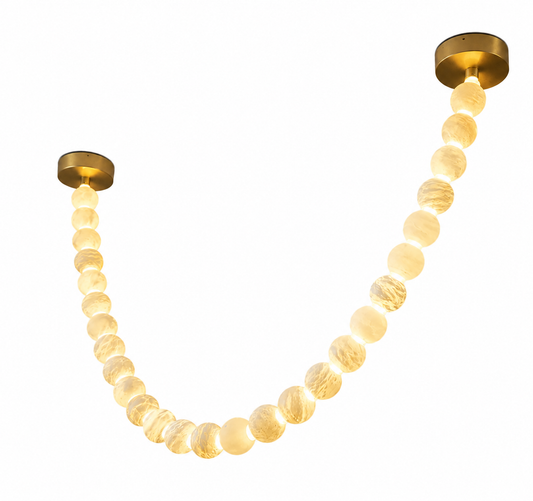 Pearl necklace alabaster ceiling light with stone globes