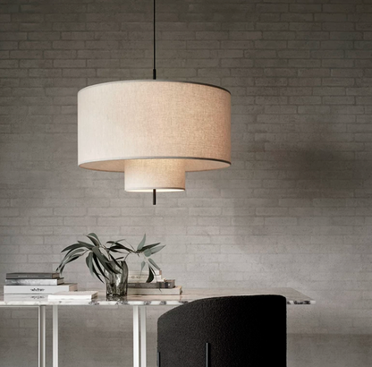 Lino Tiered Linen Drum Pendant