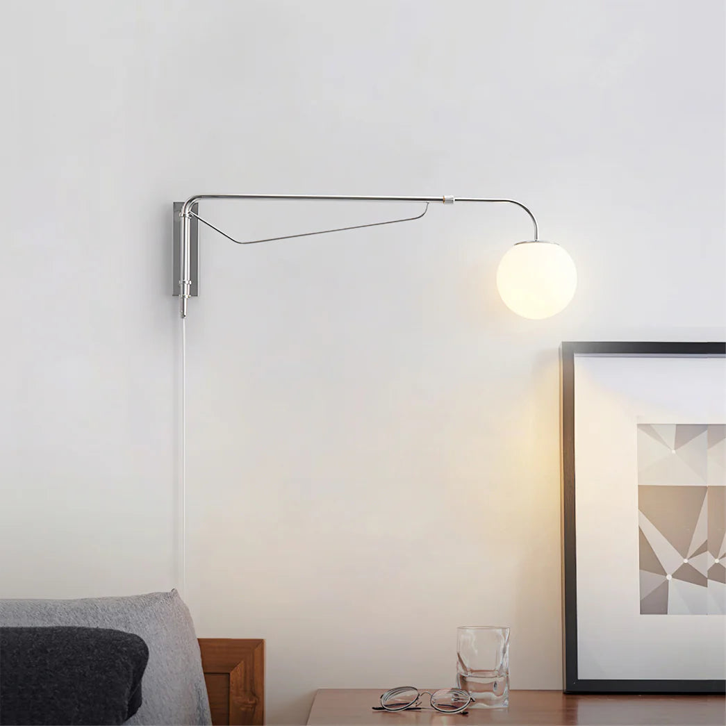 Chrome and white bedside wall lamp