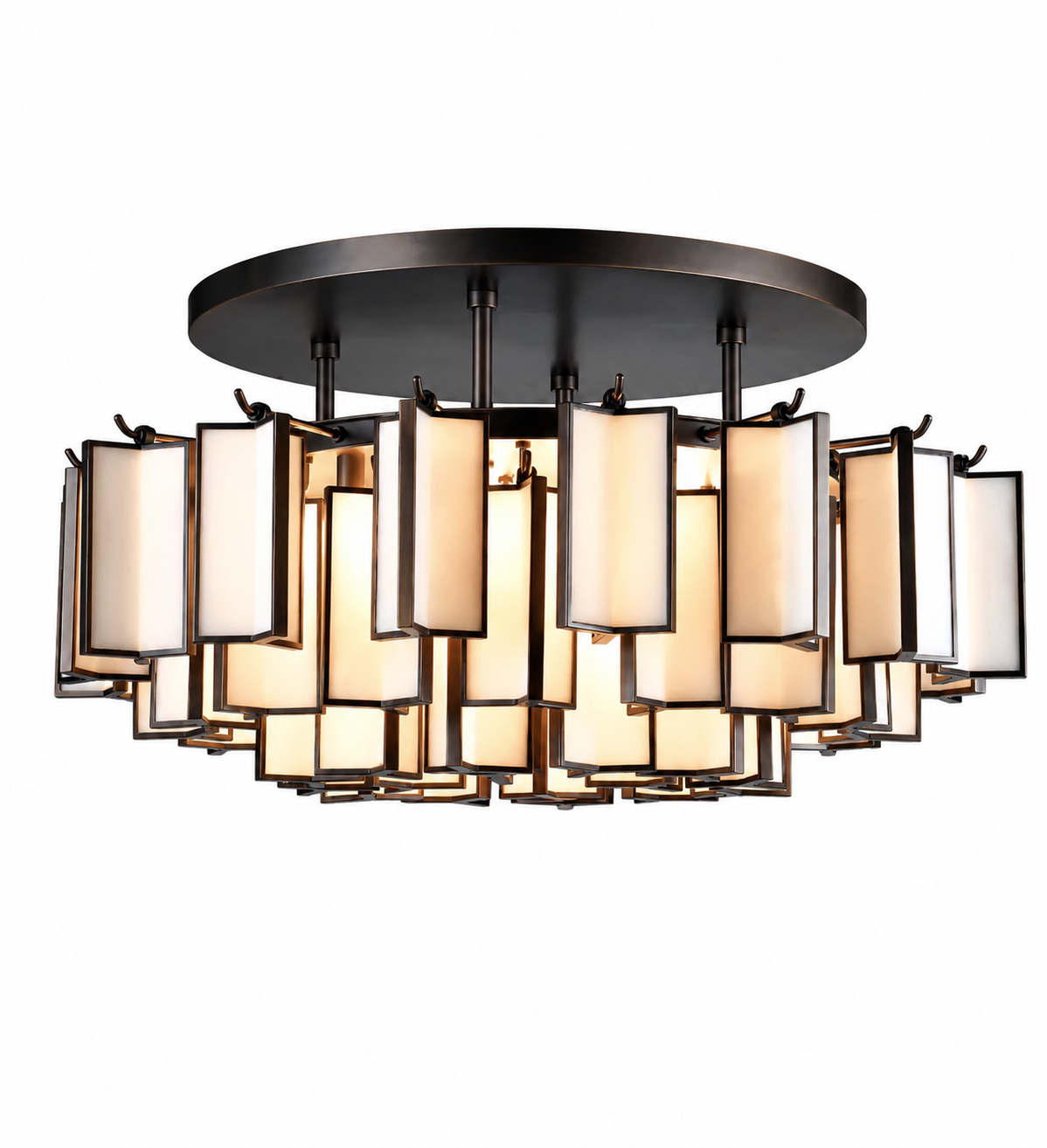 French style alabaster chandelier with aged bronze finish