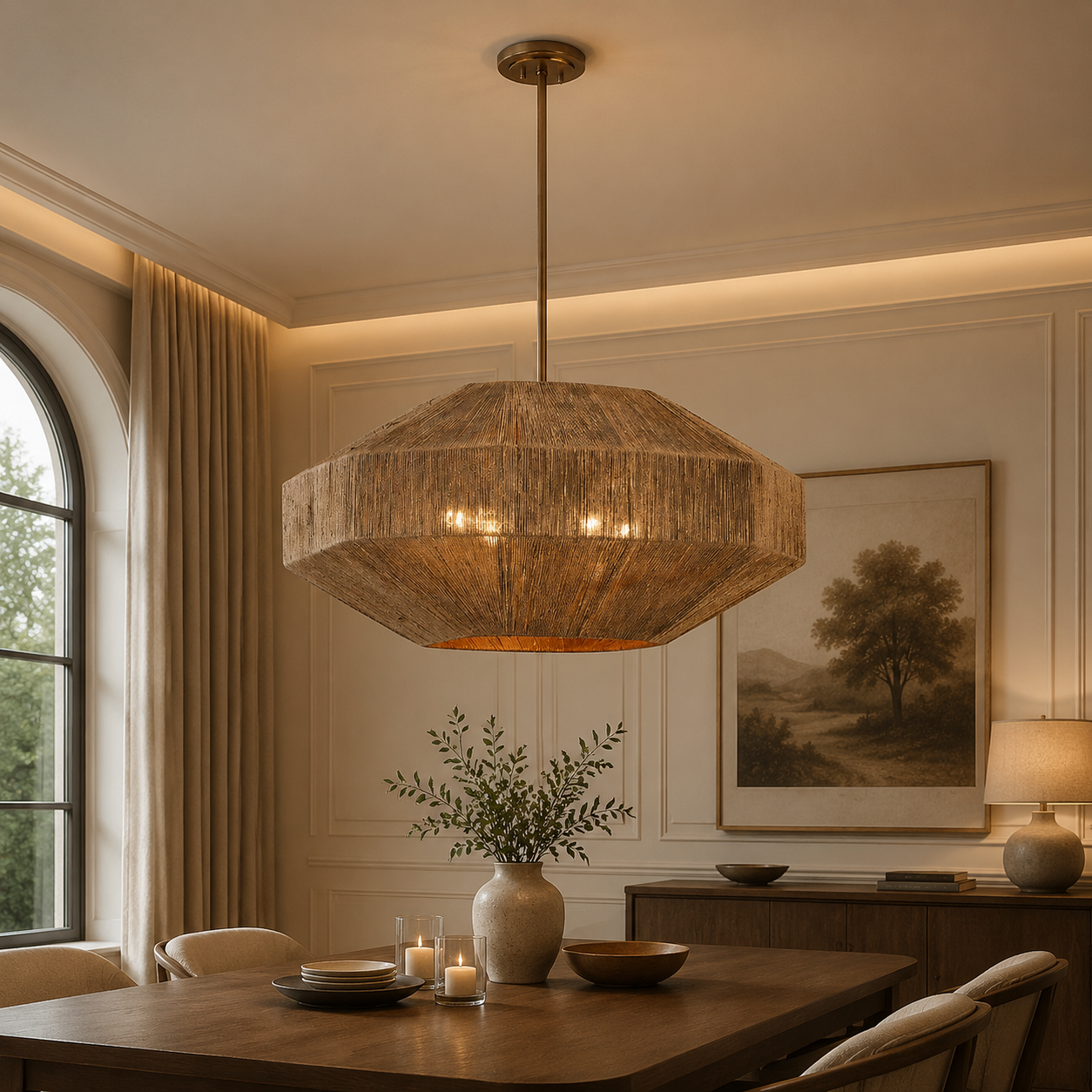 Wabi-Sabi Rattan and Jute Pendant Light