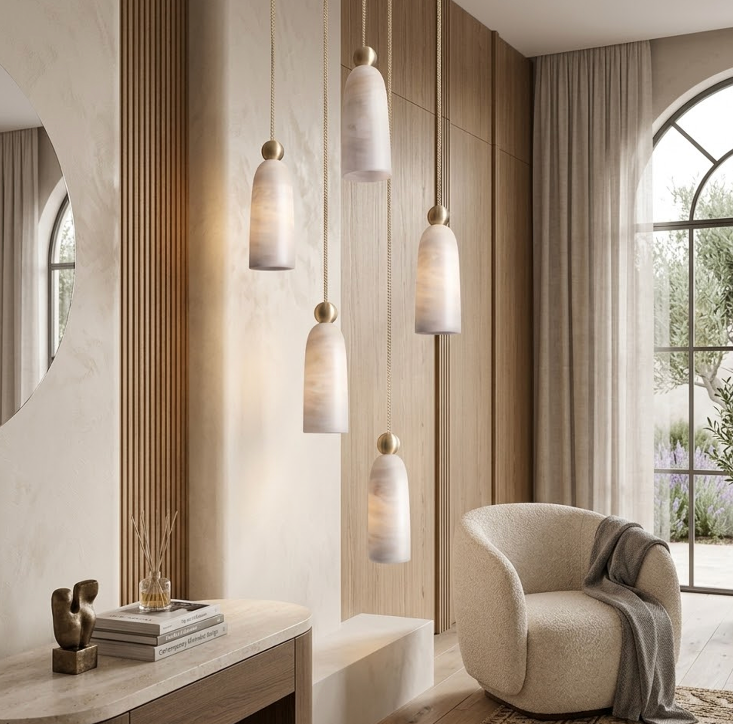 Cara Alabaster & Copper Pendant Light