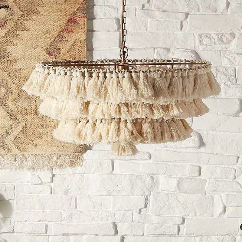 Multicolor Tassel Chandelier pink medium 20 inch