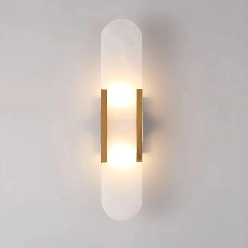 Natural stone veining on alabaster wall light
