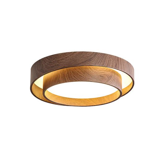 Vaako walnut LED ceiling light illuminated