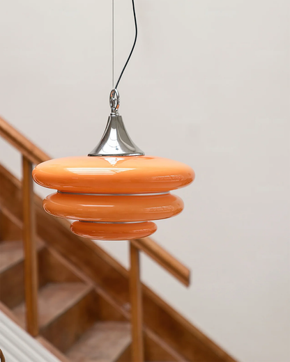 Orange Glass & Chrome Pendant Light