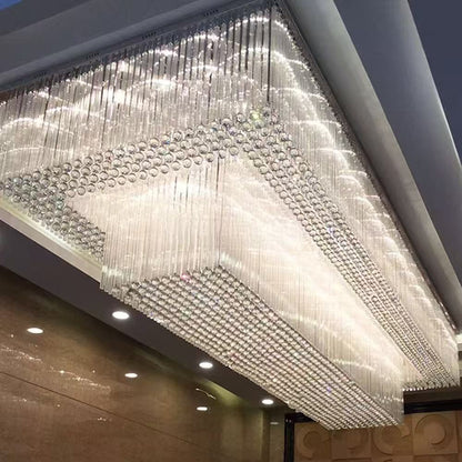 Large Gold Rectangular Crystal LED Luxury Chandelier