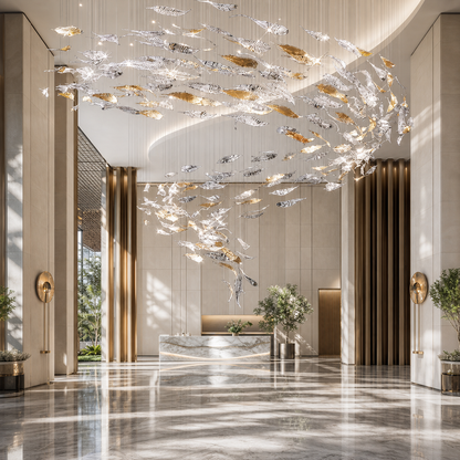 Custom Stained Glass LED Drop Ceiling Chandelier