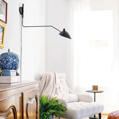 Serge Mouille Plug-In Wall Lamp 31.5 inch arm version