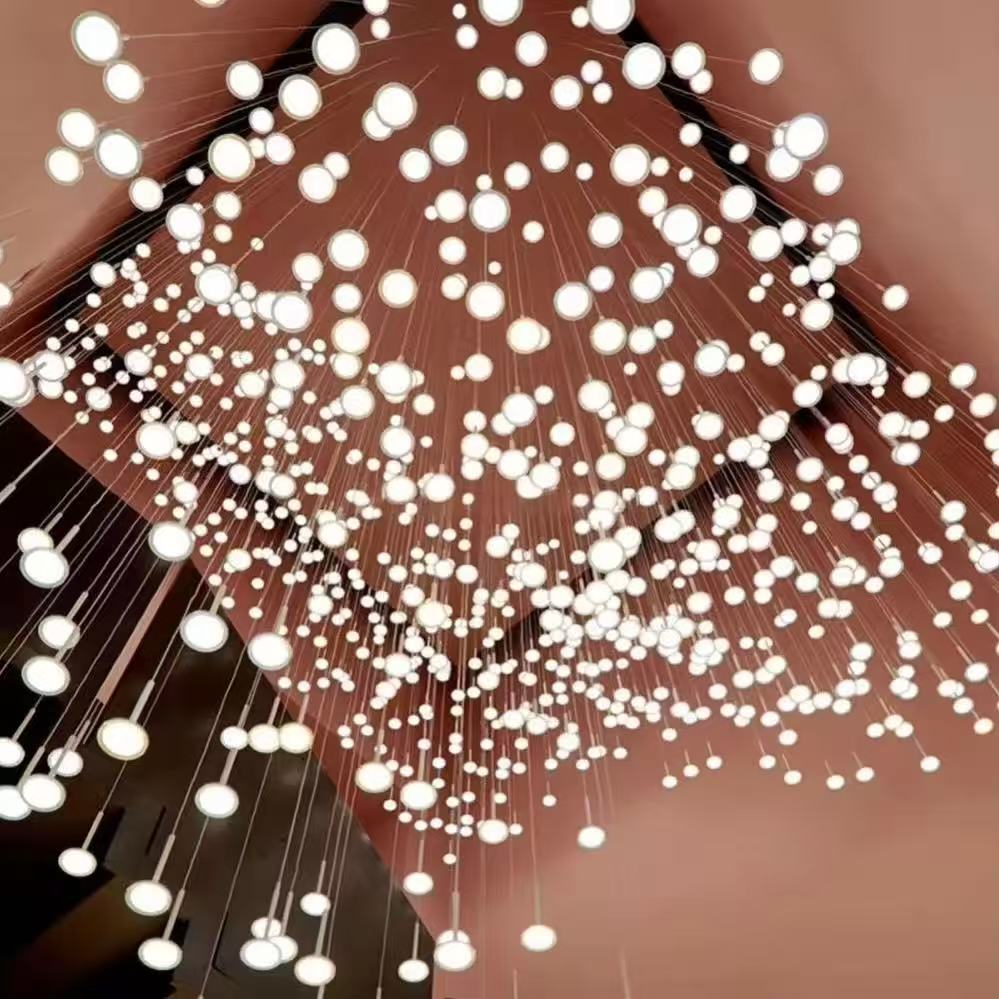 Custom White Acrylic LED Dot Hanging Chandelier