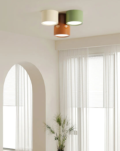 Asher color-block ceiling lamp shown illuminated