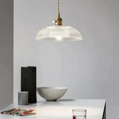 Vintage Copper Bowl Glass Pendant Light S121
