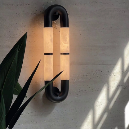 The Volterra Dual-Crescent Alabaster Sconce