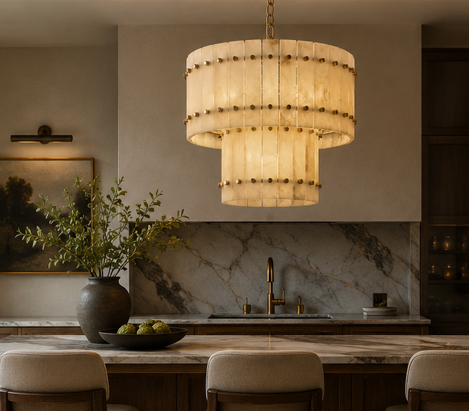 Natural Alabaster Tiered Chandelier