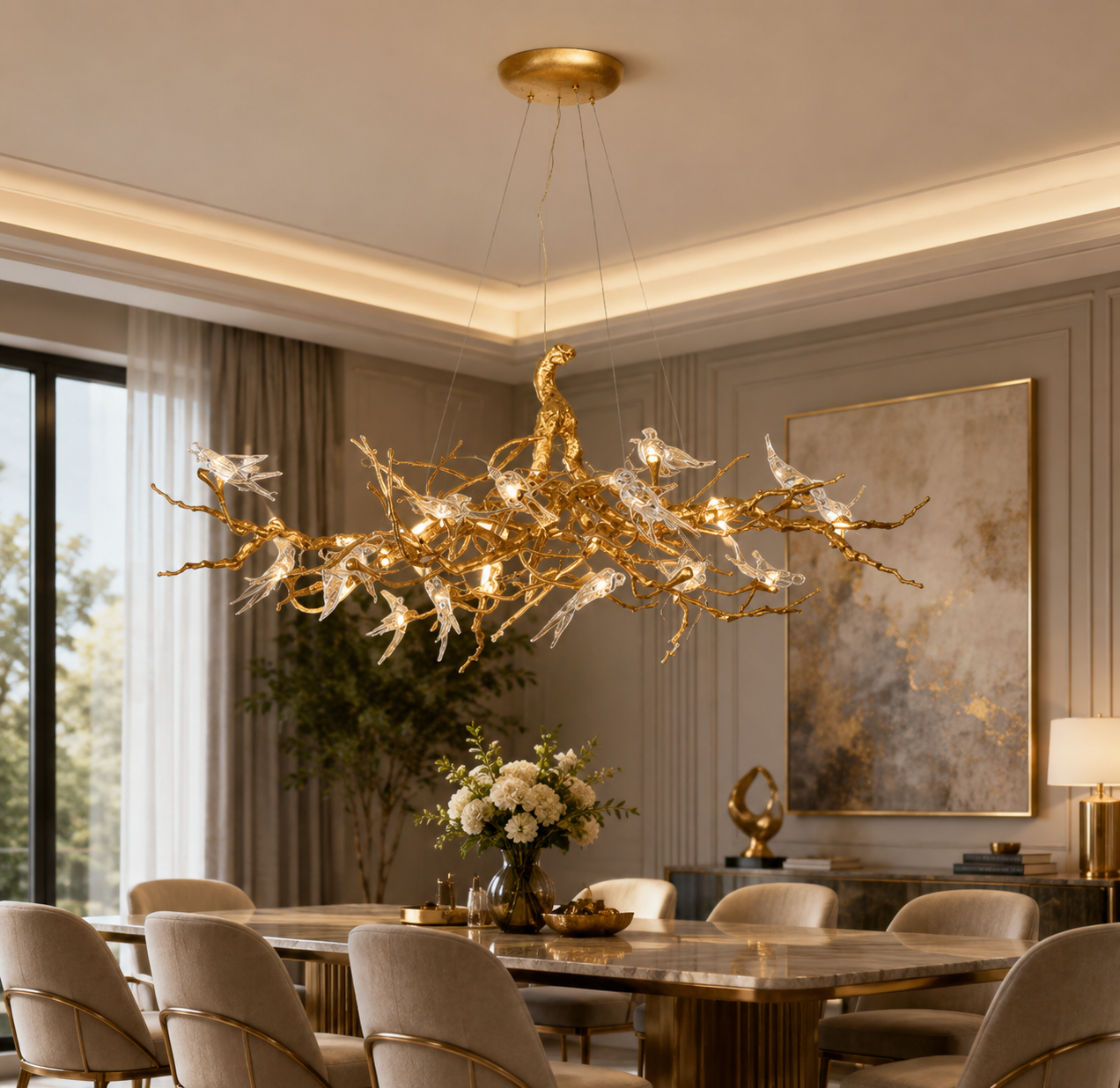Bird Branch Crystal Chandelier