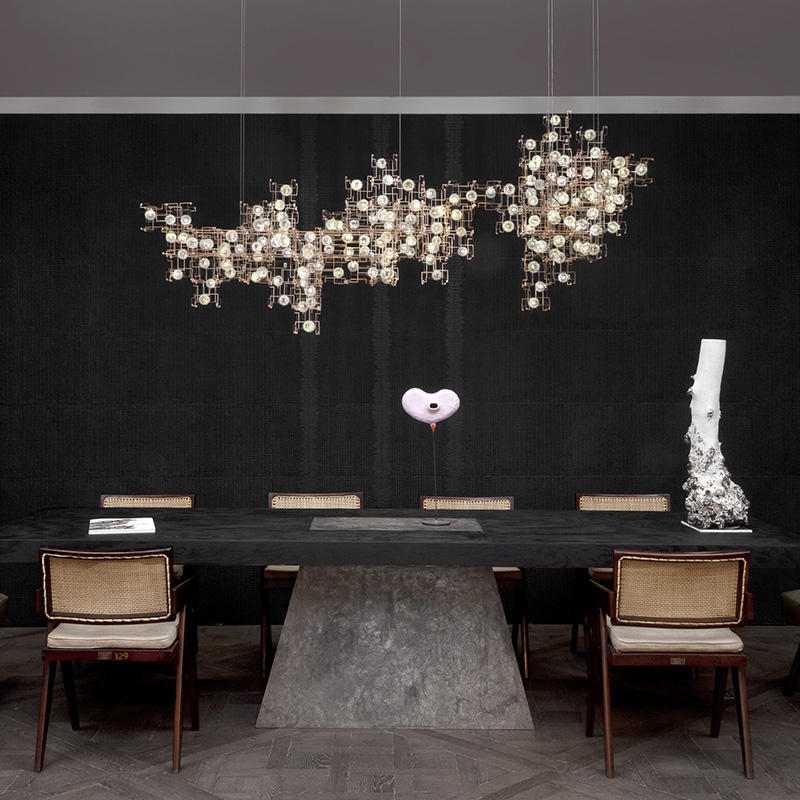 Custom Dandelion Cube LED Lobby Chandelier