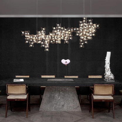 Custom Dandelion Cube LED Lobby Chandelier
