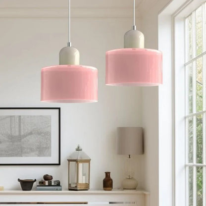 Nordic Morandi Cylinder Glass Pendant Light S66